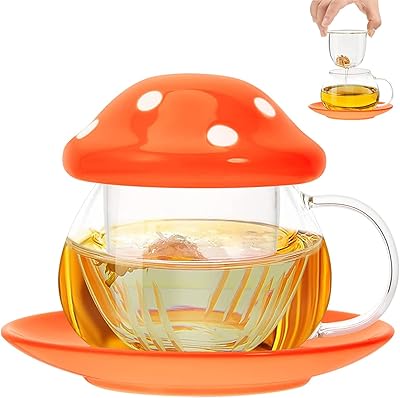 Tasse à thé au lait en verre tomface avec filtre infuseur