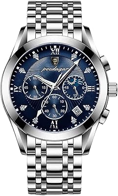 Montre pour hommes montre à quartz multifonction avec bracelet en cuir chronographe montre-bracelet