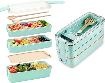 Boîte à déjeuner boîte bento 3 en 1 en paille de blé