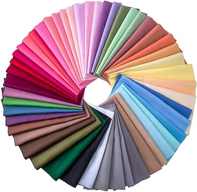 Pack de 50 carrés de tissu patchwork multicolore pour couture et quilting, 50