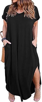 Kancystore robe surdimensionnée décontractée à manches longues et poches pour femme, grande taille
