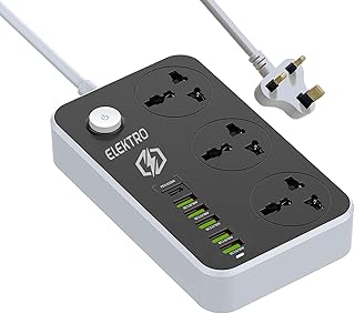 Rallonge robuste 3 prises avec 5 de courant usb prise multiprise pour bureau