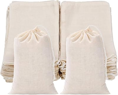 50pcs sacs filtrants en coton réutilisables pour le thé, le café, le thé