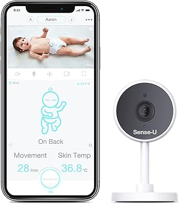 Moniteur vidéo pour bébé sense-u avec vidéo hd 1080p, conversation bidirectionnelle, vision nocturne