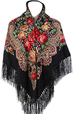 Écharpe traditionnelle pour femmes, foulard à col châle à pampilles, écharpe à imprimé
