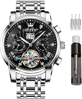 Montre automatique pour hommes au design squelette, 5 aiguilles, mécanique, classique, luxe, multi-calendrier