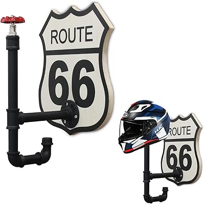 Support de casque de moto rétro - support mural extérieur route 66, adapté