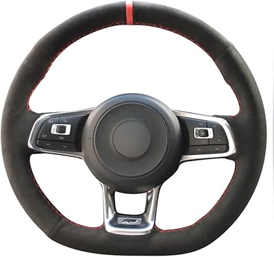 Couvre-volant en cuir suédé noir véritable de lonkey auto pour volkswagen