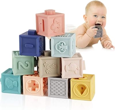 Blocs de construction souples mamo bear pour bébés, jouets éducatifs à presser, jouets