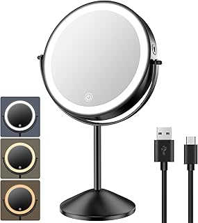 Miroir de maquillage éclairé benbelry de 8 pouces avec 3 lumières à intensité