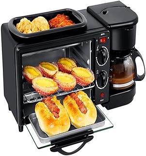 Four grille-pain avec poêle à revêtement antiadhésif et machine à œufs à café