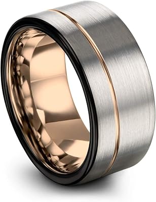 Bague de mariage en tungstène de 12 mm de la collection midnight rose