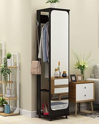 Miroir mobile multifonctionnel pleine longueur cotis pour chambre à coucher avec organisateur
