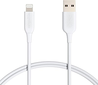 Câble lightning vers usb amazonbasics - chargeur apple iphone certifié mfi, blanc, 3