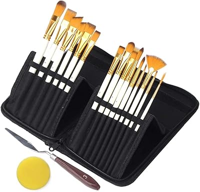Ensemble de 15 pinceaux de peinture artistique auretti comprenant un étui de transport