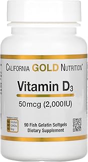 California gold nutrition vitamine d 3,50 mcg (2000 ui), 90 gélules de gélatine