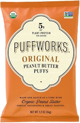 Puffworks original organic peanut butter puffs, 1,2 once (paquet de 6), collation protéinée à base de plantes, sans gluten et sans riz, végétalienne, casher. Diaytar Sénégal : Votre guichet unique pour tous vos achats