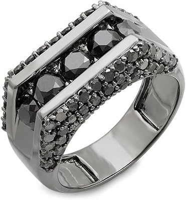 Bague hip hop pour hommes en or 14 carats plaqué rhodium