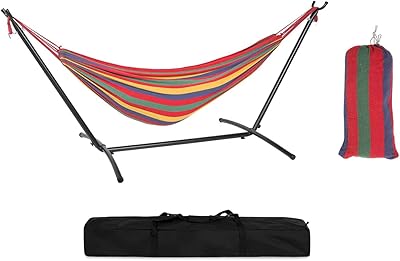 Hamac de plage double à hauteur réglable avec support en acier peu encombrant