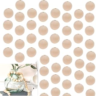 Perles d'espacement rondes en bois non fini de couleur naturelle de 12