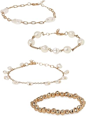 Ensemble de bracelets modernes couleur or, parsemés de perles, 4 pièces de zaveri