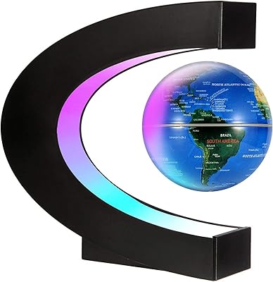 Globe flottant avec lumières led - forme lettre c - gadget lampe globe