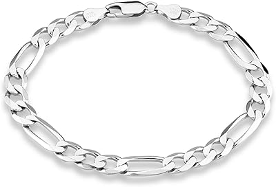 Bracelet italien miabella pour homme en argent sterling 925, taille 7", 20 cm