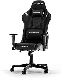 Chaise de jeu dx racer prince p132, en cuir synthétique, noir, jusqu'à 185