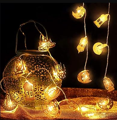 Guirlande lumineuse ramadan eid de 6,56 pieds, 10 led eid mubarak, lune, étoiles