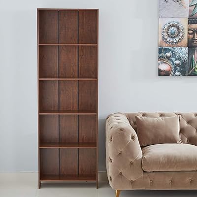 Bibliothèque home box agata avec 5 étagères, noyer clair - 60 x 24,4