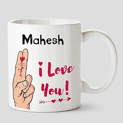 Tasse à café blanche en céramique avec nom huppme i love