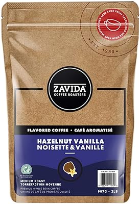 Café zavida premium vanille noisette, café de torréfaction entière moyennement foncé, rfa 30