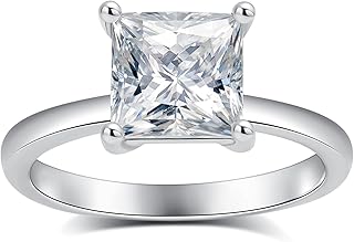 Bagues de fiançailles moissanite pour femmes, design princesse, bagues de fiançailles solitaire