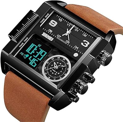 Montre de sport numérique pour hommes, montre à quartz analogique à grand cadran