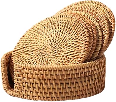 Napperons ronds en rotin naturel de 13 cm, résistants à la chaleur