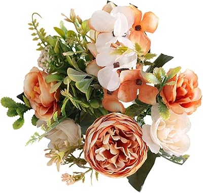 Fleurs artificielles, bouquet de pivoines et d'hortensias en soie artificielle, fleurs roses d'automne