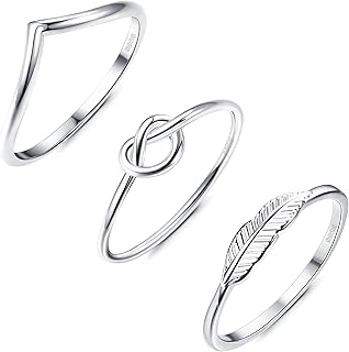 Ensemble de bagues empilables élégantes, résistantes à la décoloration, plaqué argent sterling 925