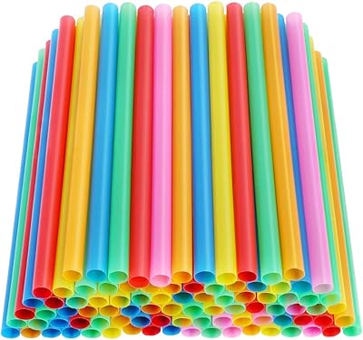 100 pailles à smoothie géantes, pailles en plastique jetables colorées elote power, pailles