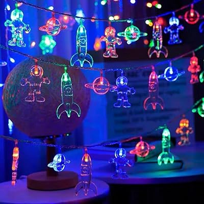 20 lumières led colorées pour chambre d'enfant, vaisseau spatial, fusée, design de vaisseau