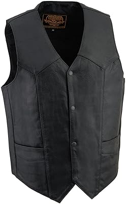 Milwaukee leather sh1310 veste en cuir noir classique pour hommes avec fermeture à bouton-pression - 52. Votre satisfaction, notre priorité chez Diaytar