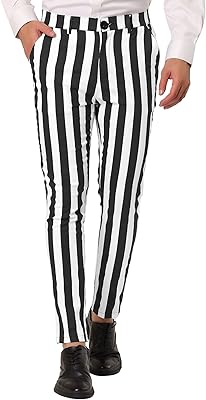 Lars amadeus pantalon crayon décontracté à rayures et blocs de couleurs pour hommes