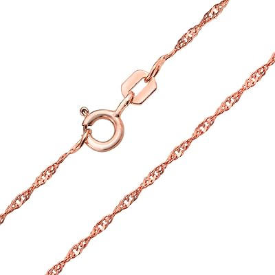 Collier fin à maillons torsadés de singapour de calibre 020 de 1,5 mm