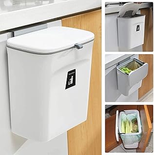 Poubelle suspendue à porte d'armoire de cuisine avec couvercle, petite poubelle sous évier