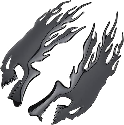 Autocollant de réservoir de carburant de moto, 2 pièces d'autocollant de réservoir de carburant de moto avec un design de crâne de flamme 3d pour décorer toutes sortes de motos (noir). L'alternative e-commerce intelligente au Sénégal : Diaytar