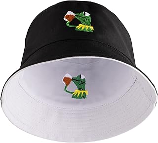 Chapeau bob pour femmes et hommes, chapeau bob kermit la grenouille double face