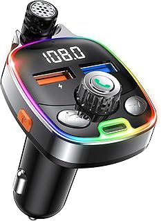 Transmetteur fm bluetooth 5.0 pour voiture rétroéclairage led 7 couleurs adaptateur de type