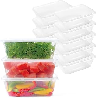 Récipients alimentaires jetables avec couvercles - récipients rectangulaires en plastique pour micro-ondes, congélateur