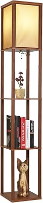Lampadaire led jarurum - cadre en bois asiatique - lampes hautes avec organisateur