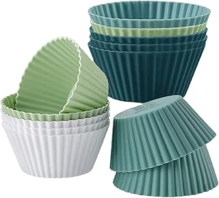 Moules de cuisson réutilisables en silicone, paquet de 12 moules à gâteaux antiadhésifs