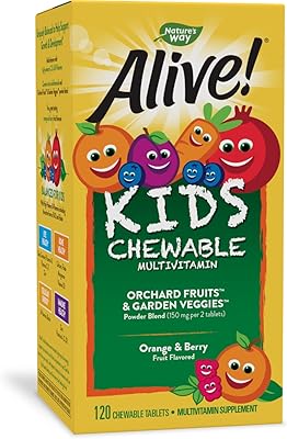 Nature's way, alive! multivitamines à croquer pour enfants, saveur d'orange et de baies